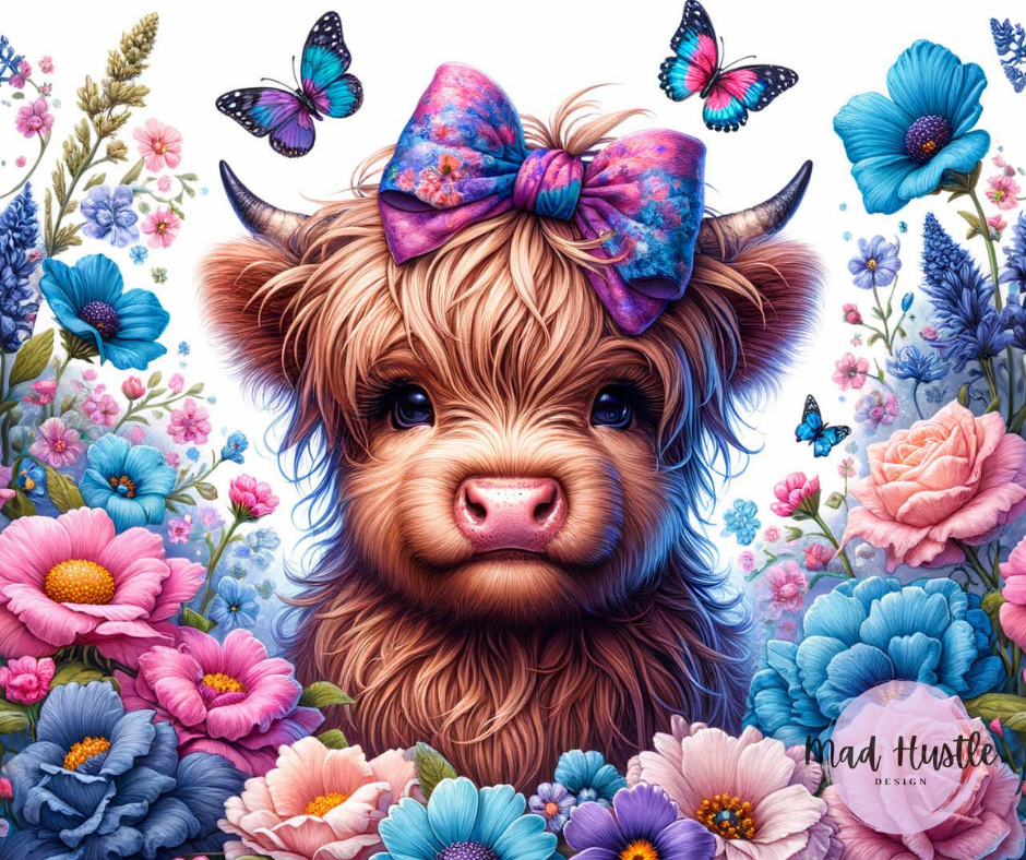 Floral Highland Cow