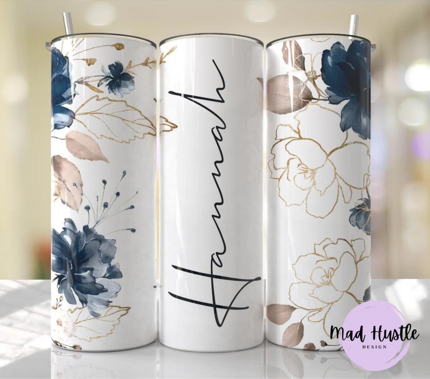 Blue Gold Floral