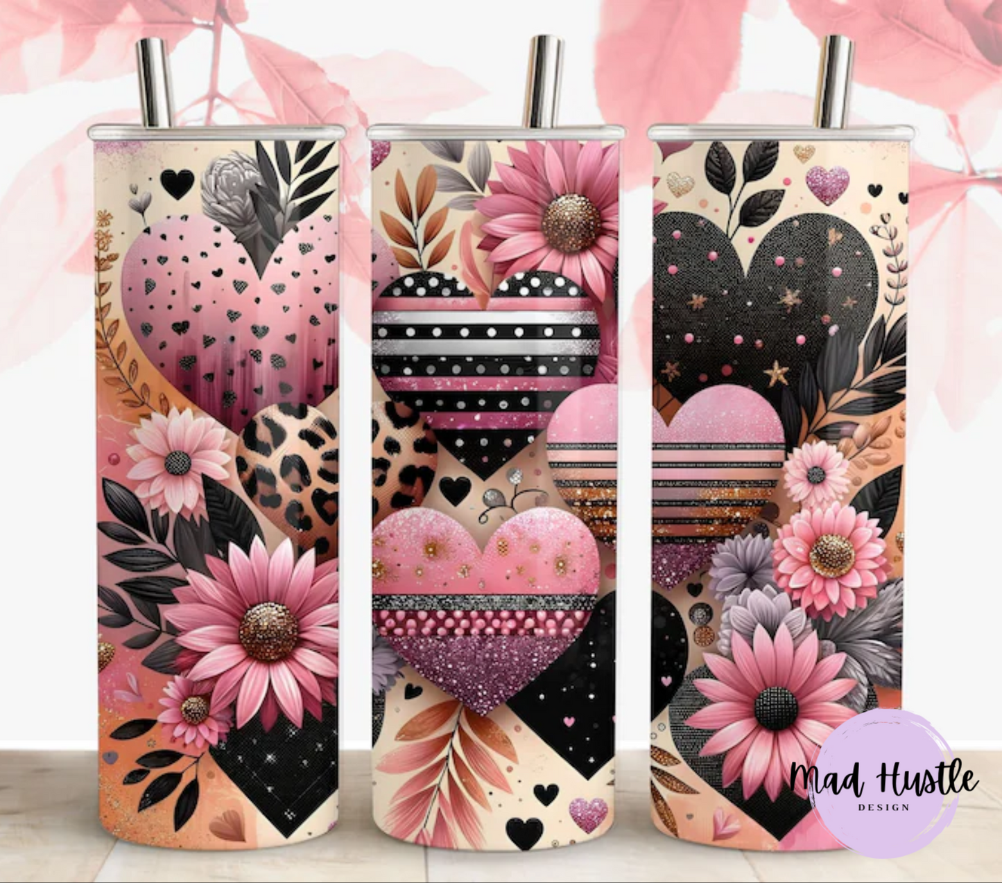 Pink & Black Hearts
