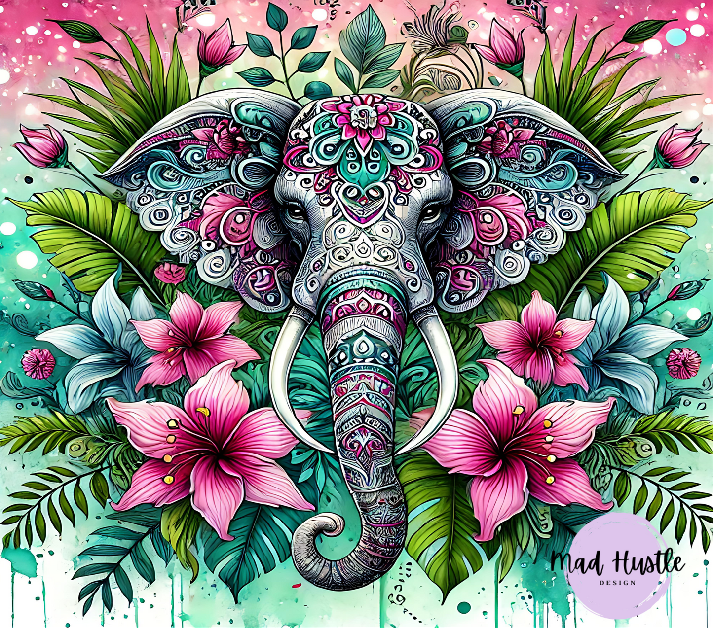 BOHO Elephant & Flowers