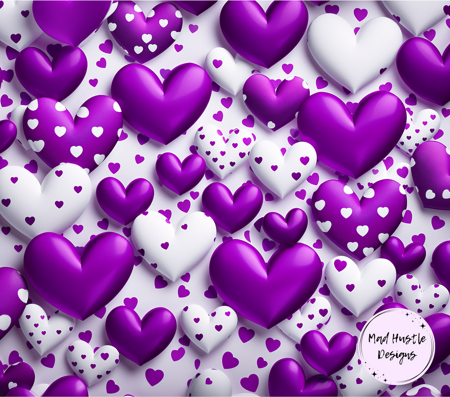 Purple & White Hearts