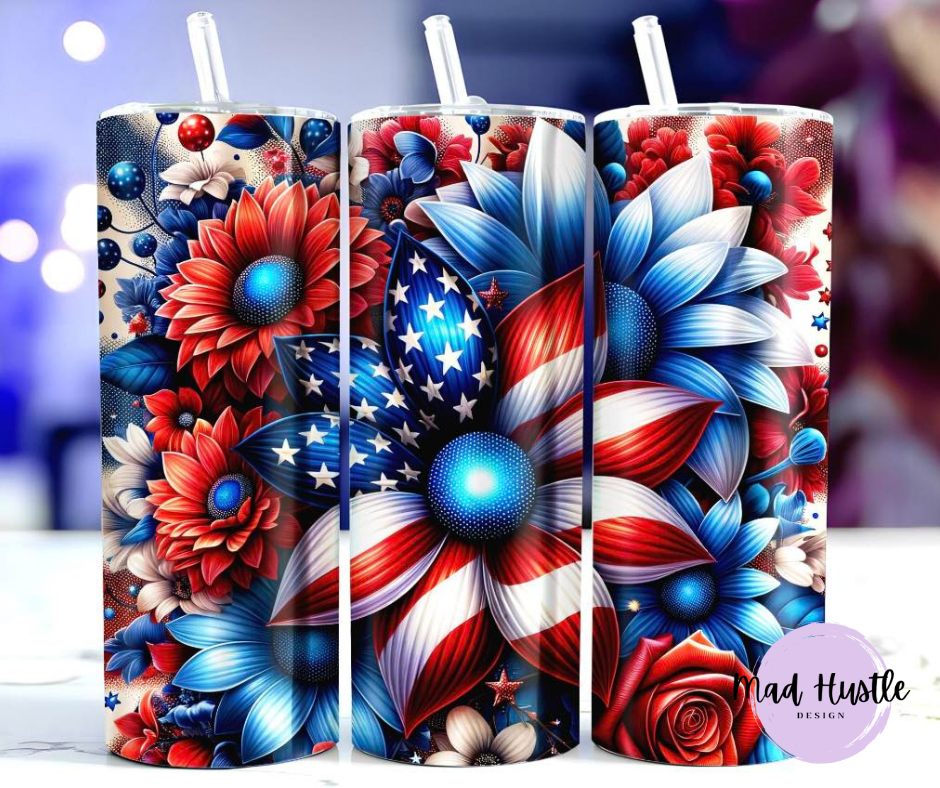 Red, White, Blue Flowers