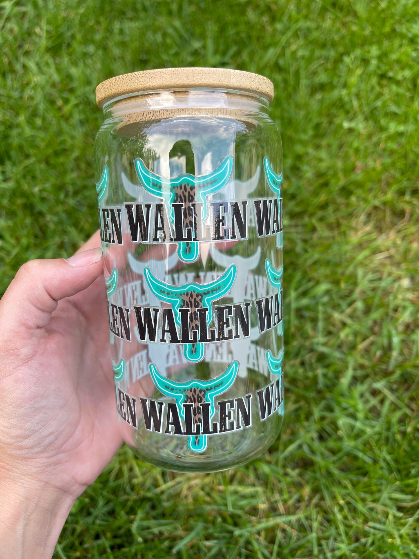 16oz Teal Singer Libbey Glass