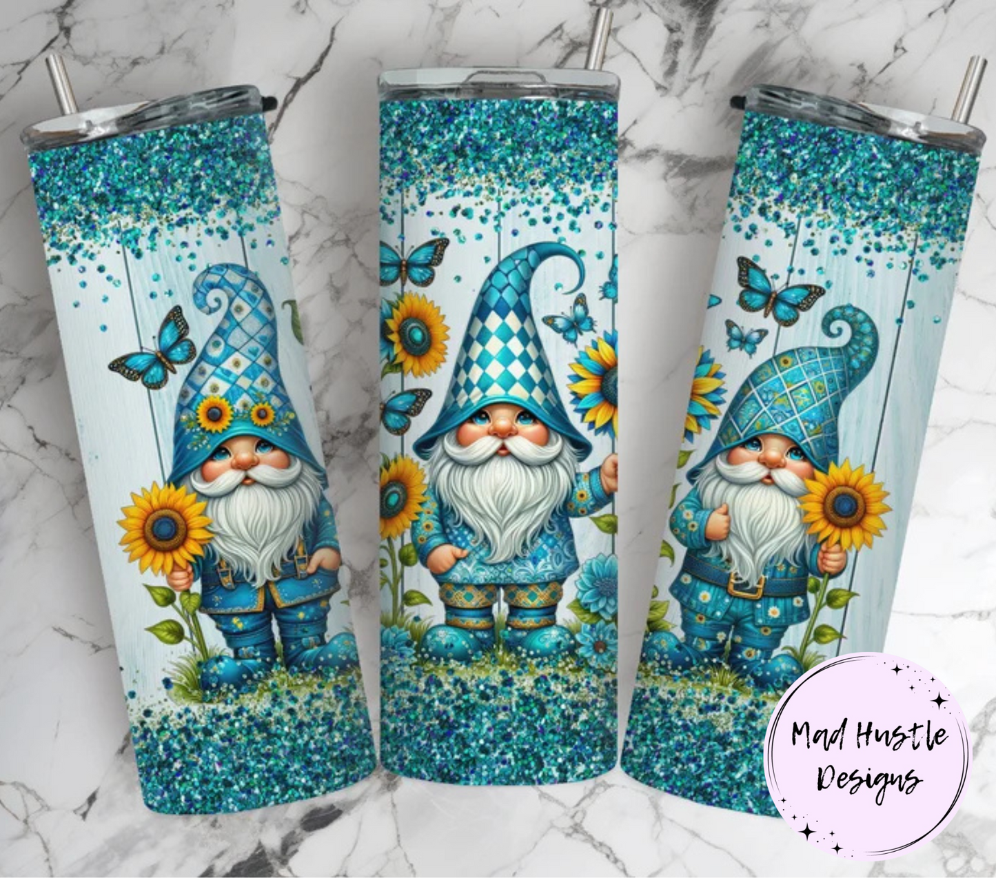 Blue Glitter Gnome