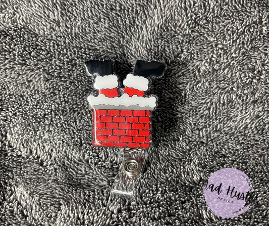 Santa Feet In Chimney Badge Reels