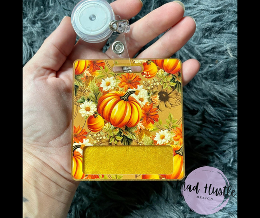 Floral Pumpkin Badge Buddy