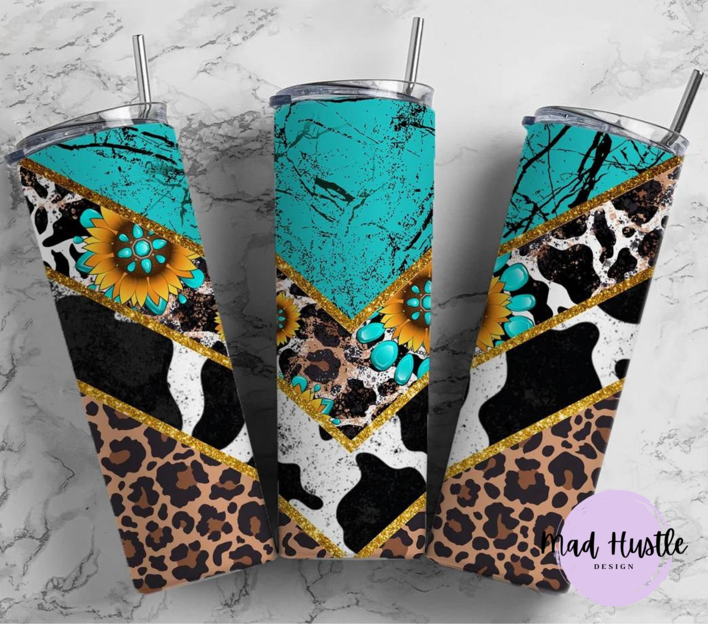 Turquoise Sunflower Cow