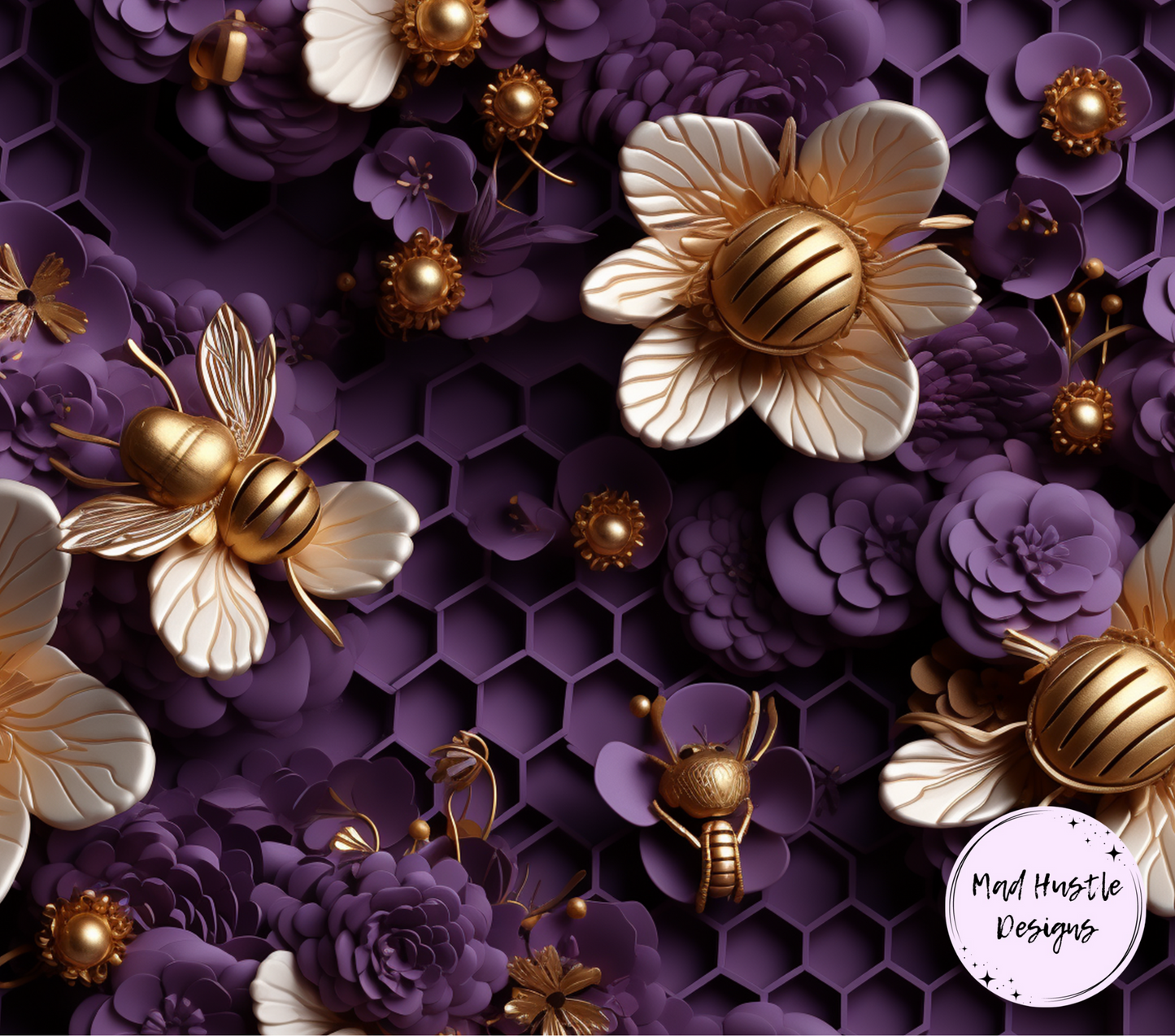3D Purple Gold Bee