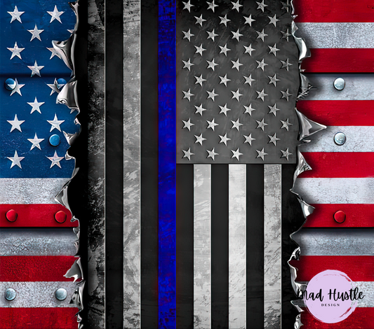 Metal Flag Blue Line