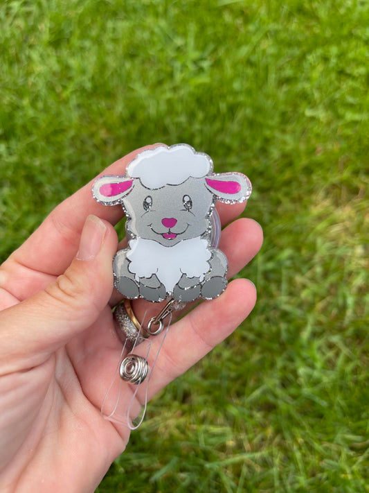 Sitting Sheep Badge Reels