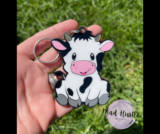 Sitting Cow Keychain