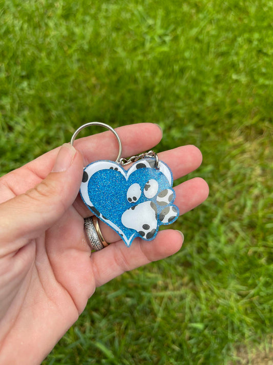 Heart Dog Paw Keychain